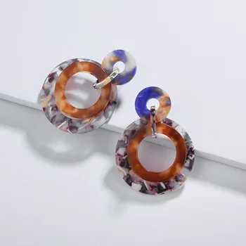

New Arrive Colorful Leopard Acrylic Drop Earrings Statement Hit Color Earring Geometric Round Dangle Earrings For Women Jewelry
