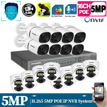 

5MP POE Camera Security System Kit 16ch POE 5MP NVR 4K Outdoor HD Day Night Vision Video Surveillance IP Camera System Set