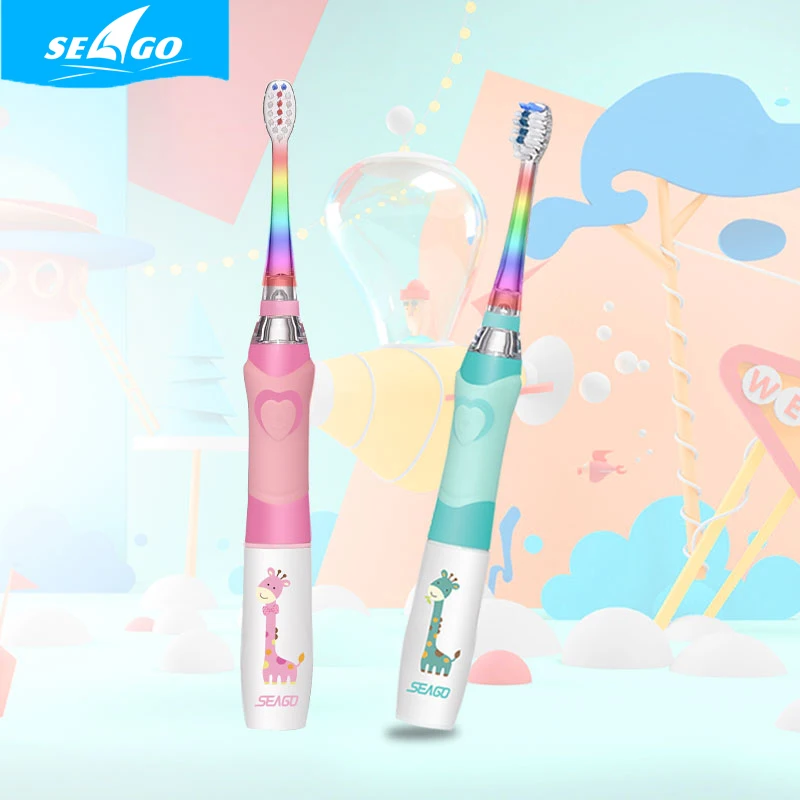 

SEAGO Children Electric Toothbrush Waterproof LED Sonic Kids Toothbrush with Smart Timer