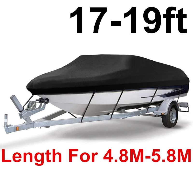 BLACK17-19ft 14-22ft Trailerable 210D чехол для лодки водонепроницаемый серый рыбий лыжный v-корпус Солнцезащитный УФ-протектор для катера швартовка для лодки D45 - Цвет: BLACK17-19ft