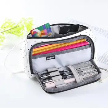 

Simple Candy Colored Large Capacity Cosmetic Bags Canvas School Stationery Box Reasonable Layout and Powerful Space