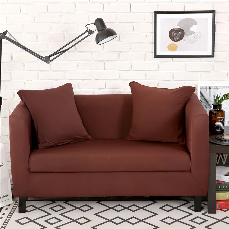 Стрейч диван крышка для Гостиная секционный Чехол универсальный все включено сплошной Цвет диван Ipad Mini 1/2/3/4 сиденье диванную подушку случай - Цвет: Coffee