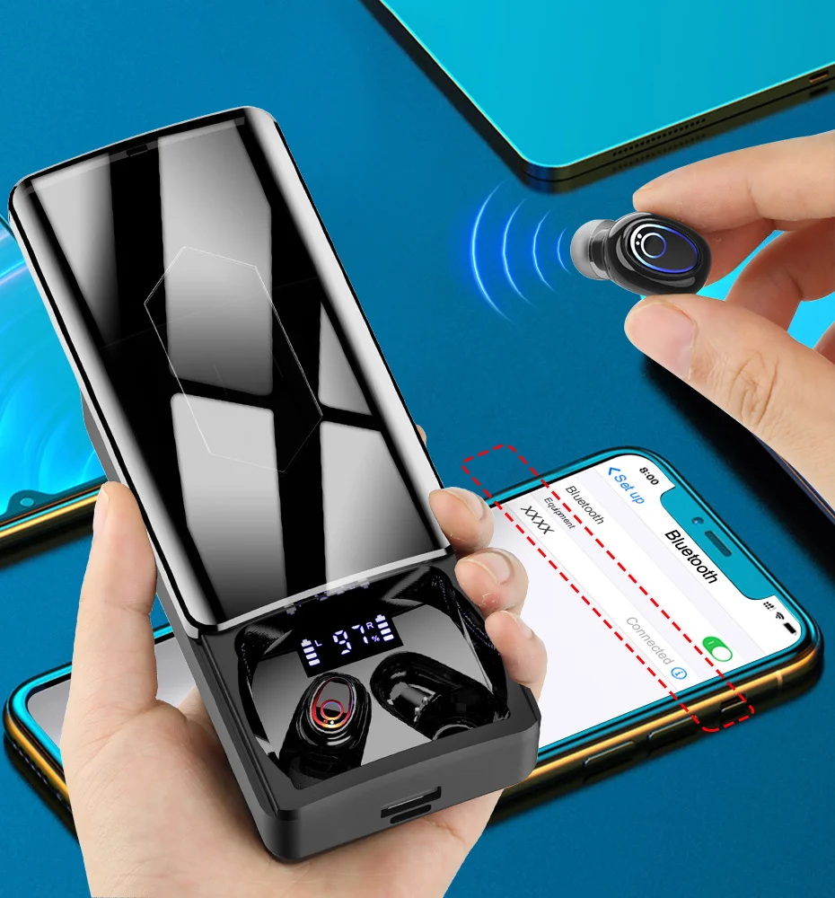 TWS Wireless Bluetooth 5.1 Earphones 10000mAh Charging Box Wireless Head phones HiFi 9D Stereo Headset Sports Waterproof Earbuds