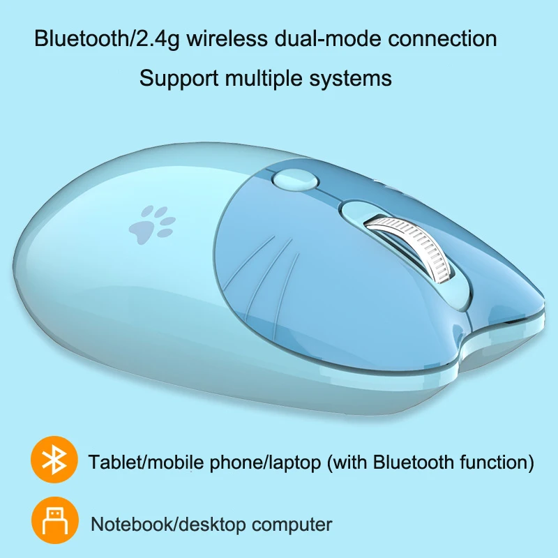 silent wireless mouse Dual-mode Mouse 2.4g Wireless Mouse Bluetooth Mouse Cute Cartoon Mice Ergonomic 3D Office Mouse for Kid Girl Gift PC Tablet microsoft wireless keyboard and mouse Mice