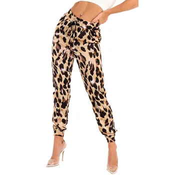 

Leopard Print Pants Women High Waist Trousers Ladies Party Elastic Waist Trousers Women Loose Pocket Pencil Pants