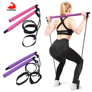 KoKossi 1Pcs Yoga Pilates Stick Bar with Resistance bands Portable Fitness Pilates Bar Crossfit Bodybuilding Rubber Tube Bands