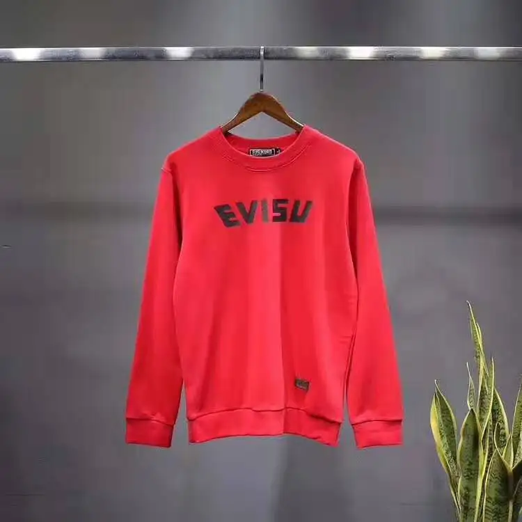 Осенне-зимний мужской Повседневный свитер Evisu теплая дышащая модная одежда с длинными рукавами для влюбленных мужчин и женщин