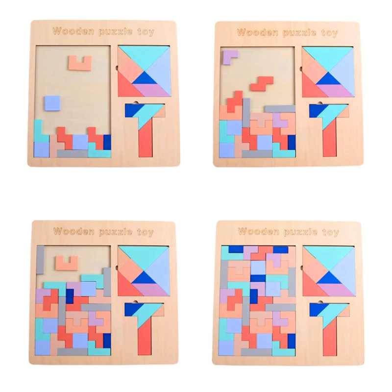 Деревянные Игрушки Tangram головоломка деревянная доска головоломка игрушки игра Дошкольное интеллектуальное развивающее игрушки для детей