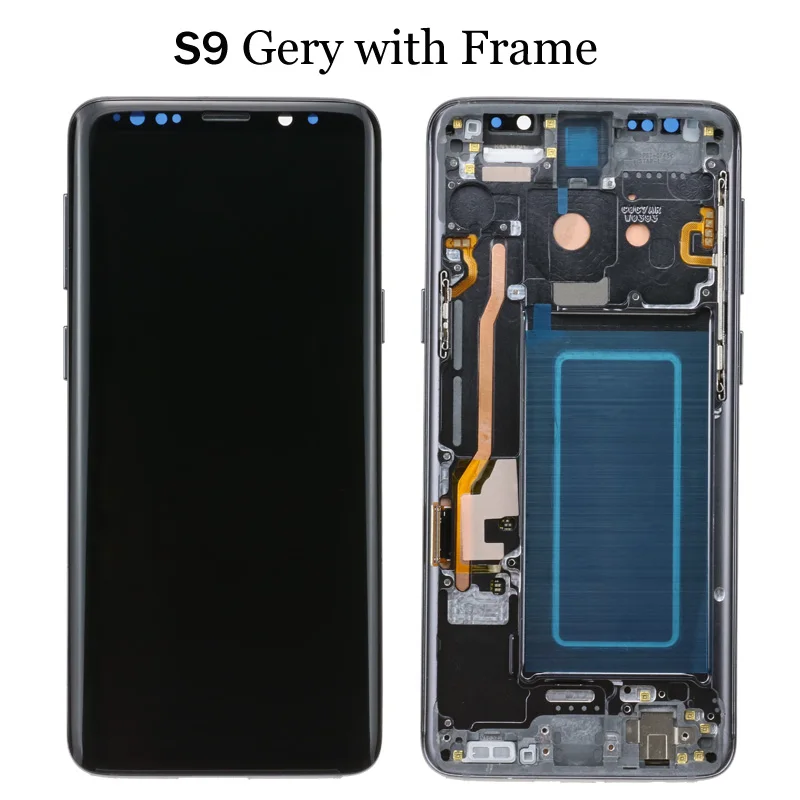 AMOLED Замена для SAMSUNG Galaxy S9 S9+ ЖК сенсорный экран дигитайзер с рамкой G960 G965 дисплей - Цвет: S9 Gery Frame