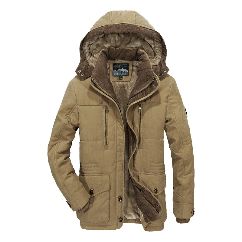 CAMEL Jacketes, простой стиль, мужские зимние пальто, флисовые теплые толстые куртки, повседневные, подходят, ветрозащитные, хаки/зеленый/синий, пальто с капюшоном, куртка - Цвет: CAMEL