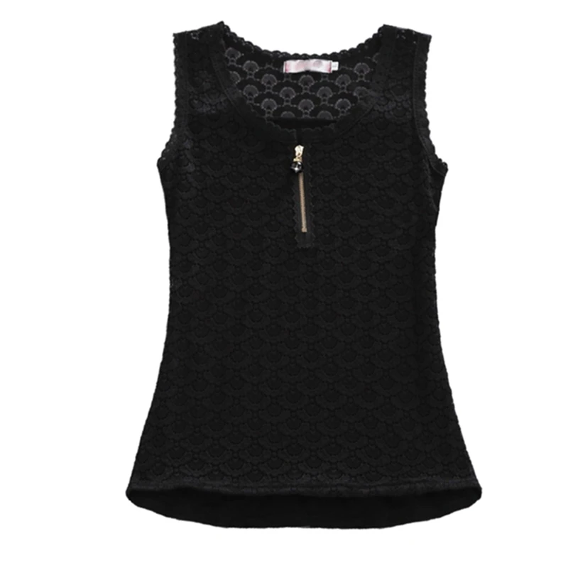 Black SFIT Blusas женственная женская блузка кружевная винтажная без рукавов белая Renda крючком Йога рубашки спортивные топы плюс размер 2XL 4XL - Цвет: Black
