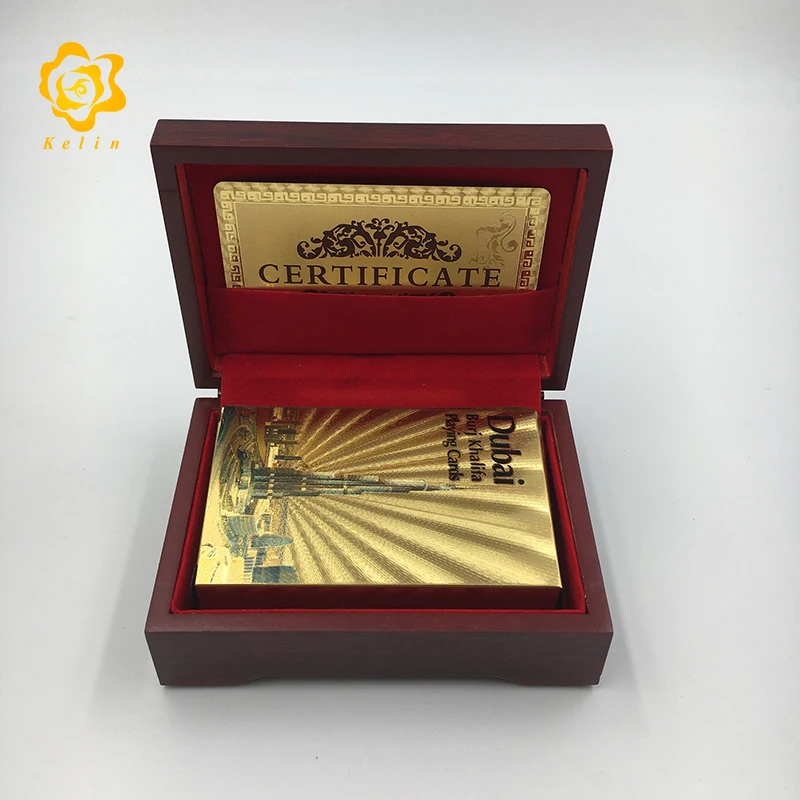 Игральные карты для покерных игр золотистого/серебристого цвета с деревянной