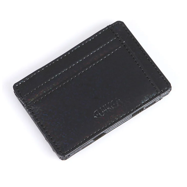 Волшебный бумажник из искусственной кожи с лазерными блестками, креативный мужской кошелек, сумка для кредитных карт, посылка для карт - Цвет: Черный