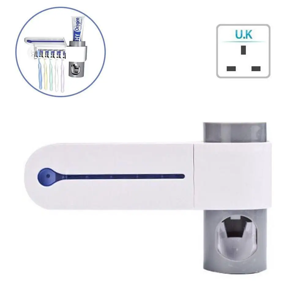 UK Standard Plug Антибактериальный 2 в 1 УФ стерилизатор зубных щеток зубная щетка держатель автоматическая Зубная паста соковыжималки диспенсер Домашний набор для ванной комнаты - Цвет: UK Standard Plug