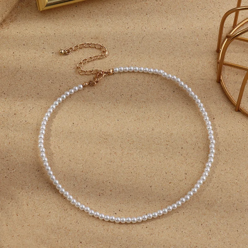 New Fashion Elegant White Imitation Pearl Choker Necklaces Round Pearl Wedding Chain Necklace For Women Charm Party Jewelry Gift