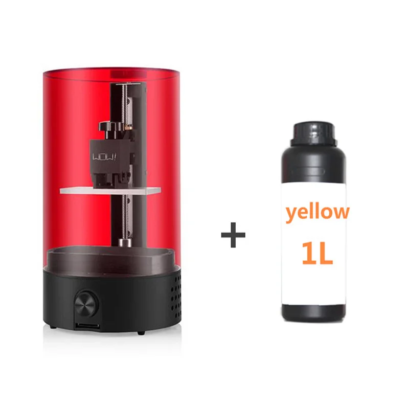Yellow and Printer Высокая точность 3d принтер уф смолы Impresora 3d Off-line печать Lcd/Sla настольный 3d принтер - Цвет: Yellow and Printer