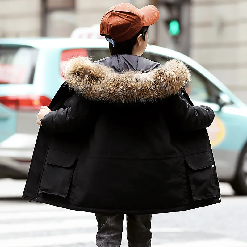 

Winter Jacket for Boys 2019 New Russia -30 Teen Boys Fur Hoodie Outerwear Boys Warm Parka Kids Snowsuits Winter Duck Down Coat