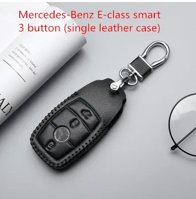 Автомобильный ключница, кольцо под ключ Mercedes set GLK300 Class B Class C Class E Class AMG Maybach, кожаный чехол для ключей для автомобиля - Название цвета: single leather case