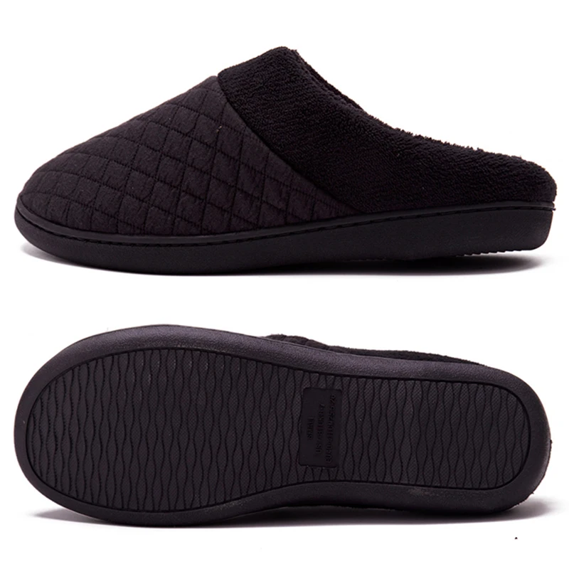 Men Winter Warm Slippers Fur Slippers Men Boys Plush Slipper Cotton Shoes Non-slip Solid Color Home Indoor Casual Slippers