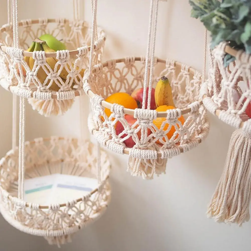 2021 Hanging Basket Exquisite Hollow Woven Cotton Rope Handmade Storage Flowerpot Net Plant