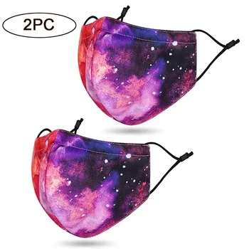 

2PC Unisex Washable Reusable Printed Mouth Face Mask Ourdoor Cycling Sports Dustproof Mascarilla Masks Windproof Face Mask