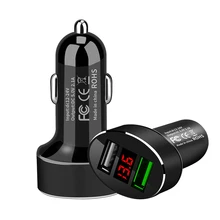 LED Display Car Charger Dual USB Fast Charger Cigarette Lighter Car Charger For iPhone Xiaomi Universal Mobile Phone Charger QC3