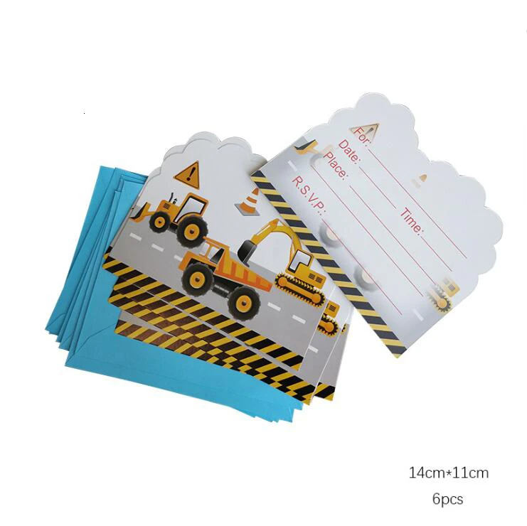 6pcs card 1 комплект строительный трактор шар экскаватор воздушные надувные воздушные шары грузовик автомобиль Беби Шауэр детский день рожденья для мальчиков поставки - Цвет: 6pcs card