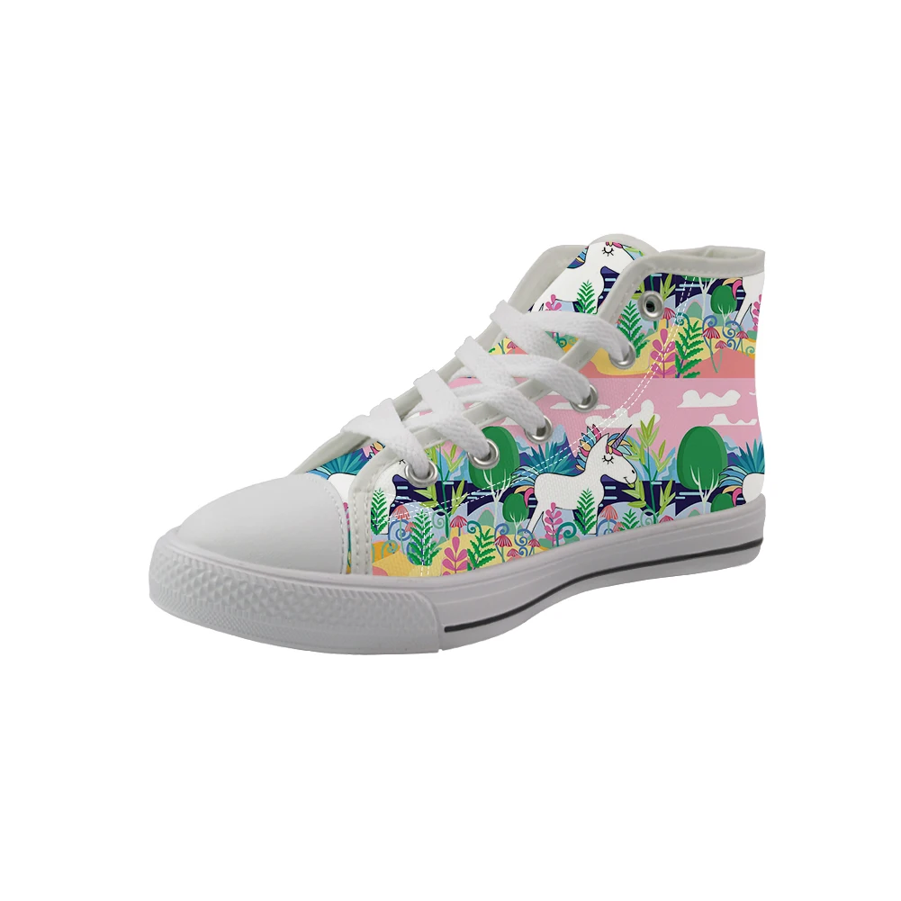 

NOISYDESIGNS 2020 Spring Kdis High-top Canvas Shoes White Cute Horse Printed Children Sneakers Girls Walking Baby Tenis Infantil