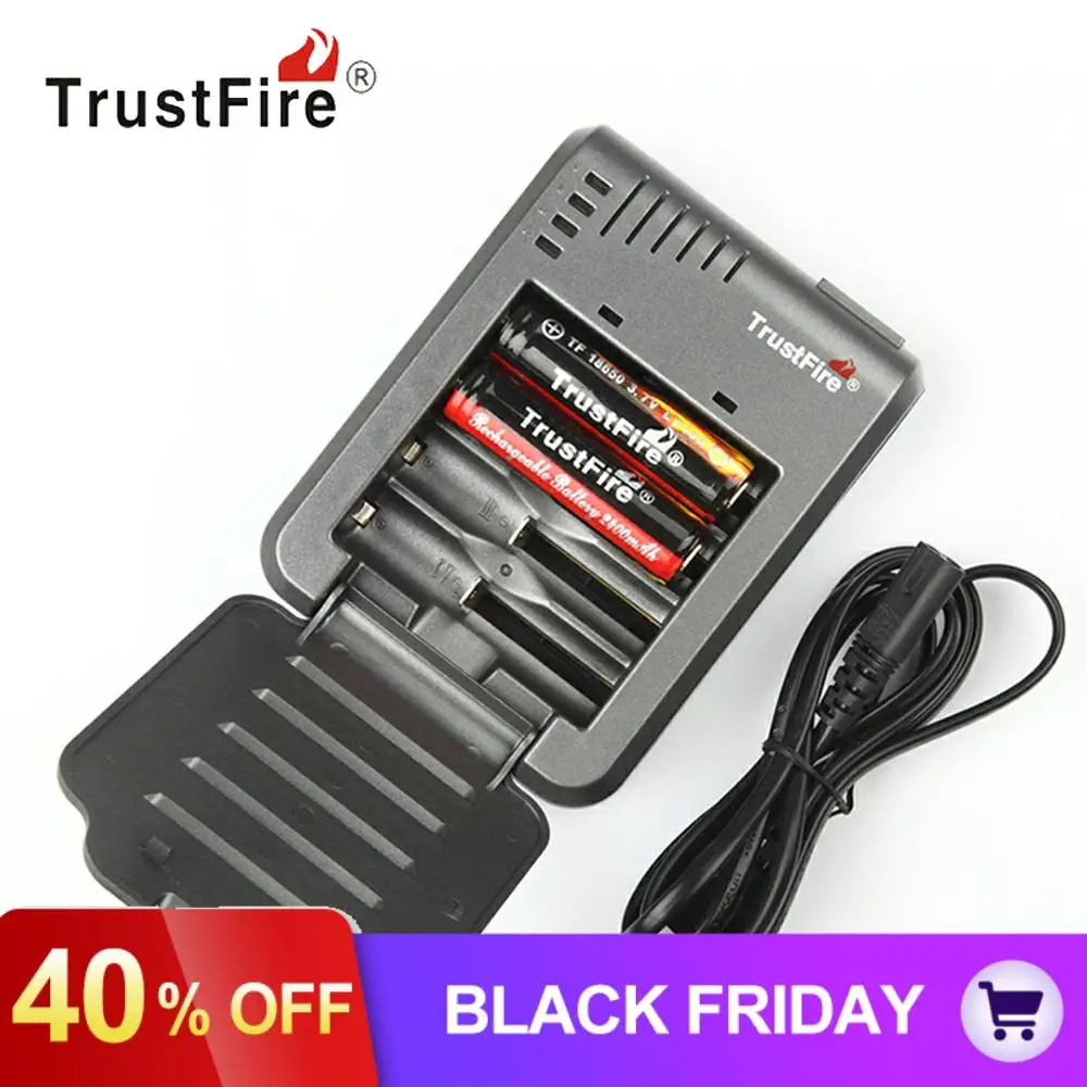 TrustFire Smart Intelligent Lithium с Батарея Зарядное устройство светодиодный перезаряжаемый аккумулятор 4 слота для 18650 18500 16340 14500 10440 Перезаряжаемые Li-Ion Батарея