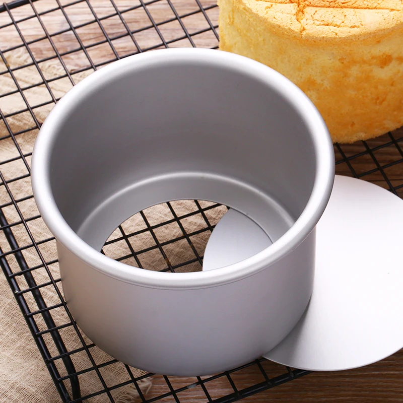 1 Piece Round Cake Pan Removable Bottom Cheesecake Chiffon Mold 10cm Deep Anodized Aluminum