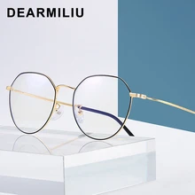 DEARMILIU Round Rose Gold Frame Anti Blue Light Blocking Glasses led Reading Radiation-resistant Glasses Computer Gaming Eyewear