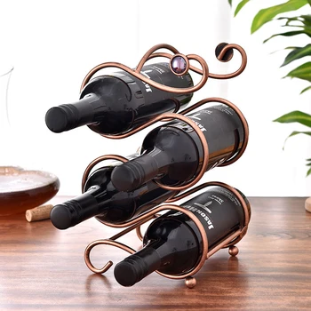 

Home Decoration Wine Rack Metal S-Shaped Wine Holder Desktop Wine Display Stand for 4 Wine Bottles storage shelf holders Bronze