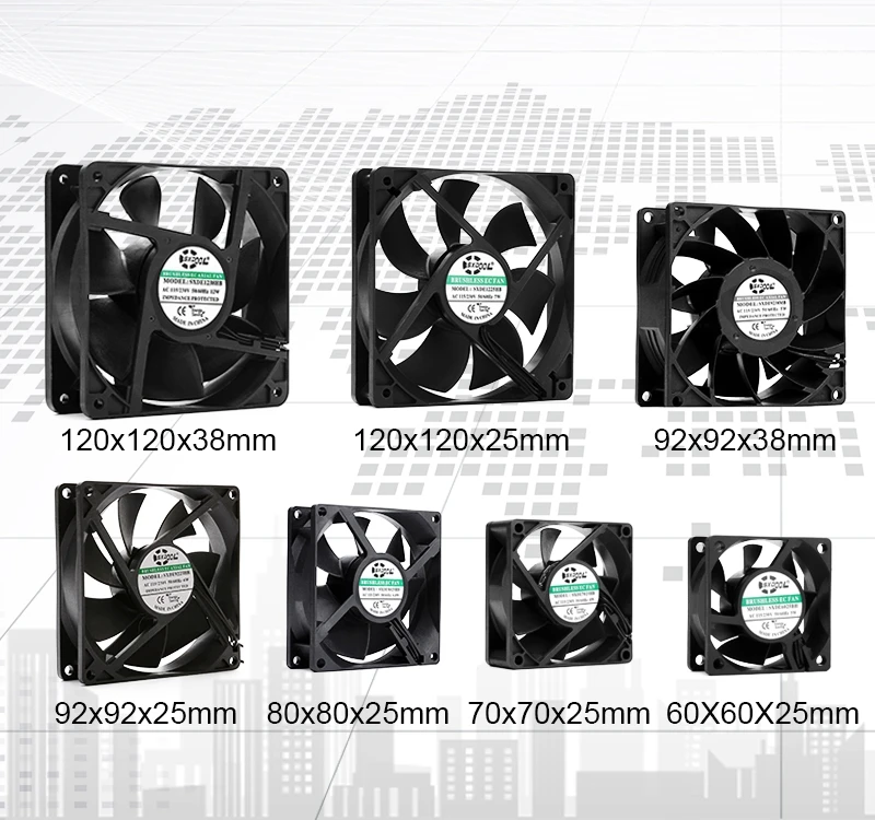 

SXDOOL EC Fan Dual Ball 60mm 70mm 80mm 90mm 120mm EC Brushless Fan 110V 115V 120V 220V 240V Axial Fan 6025 8025 9225 12025 12038