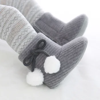 

Pompom Warm Baby Shoes Soft Sole Thicken Newborn Baby Girl Shoes First Walkers Non-Slip Infant Toddler Girls Shoes Schoenen
