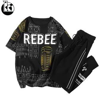 

Fashion Shorts Set Men 2020 Summer 2pc Tracksuit Short T-shirt + Pants Sets Tracksuit Mens Casual Tee Shirts Set Sportswears