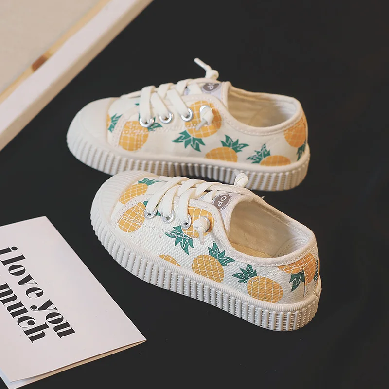 autumn new children's canvas shoes; boys biscuit shoes; girls shoes; Korean baby shoes; small children's shoes - Цвет: Pineapple color