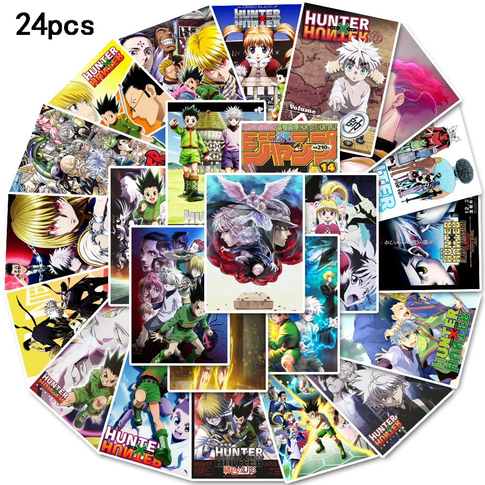 24pcs Anime HUNTER×HUNTER poster stickers waterproof Used to decorate water cup skateboard refrigerator laptop suitcase etc.