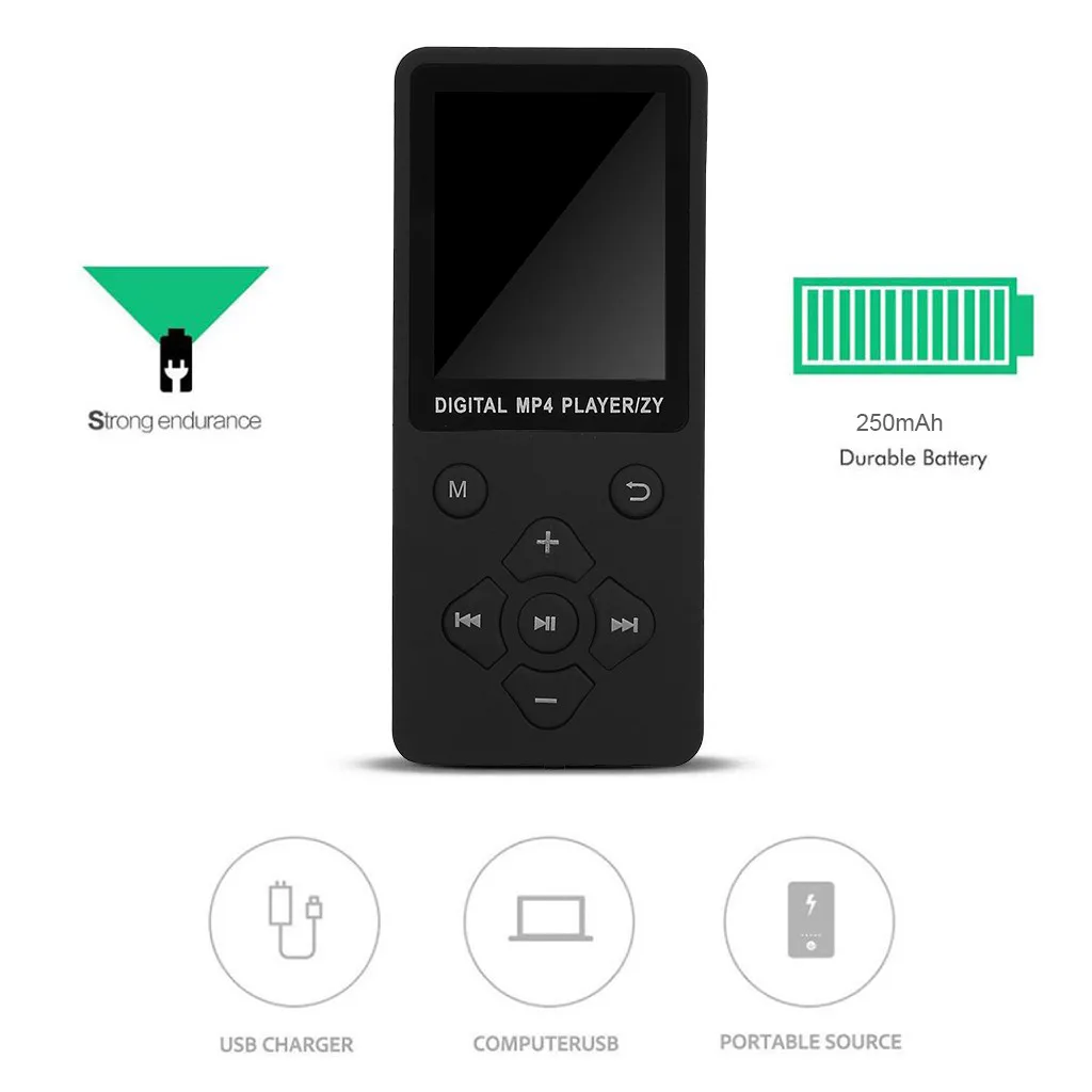 Мини USB Клип ЖК-экран Bluetooth MP4 плеер поддержка 32G TF карта ультра тонкий без потерь звук 1,8 ''mp3-плеер с FM E-book#15