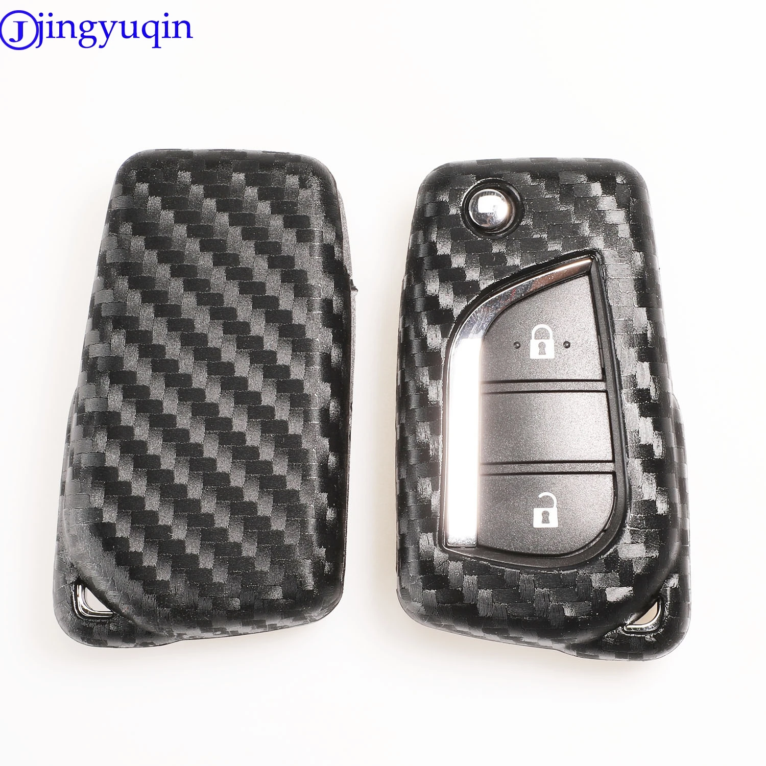 jingyuqin 10ps Carbon Silicone Car Key Case Cover For Toyota Auris Corolla Avensis Verso Yaris Aygo Scion TC IM 2015 2016 | Автомобили и