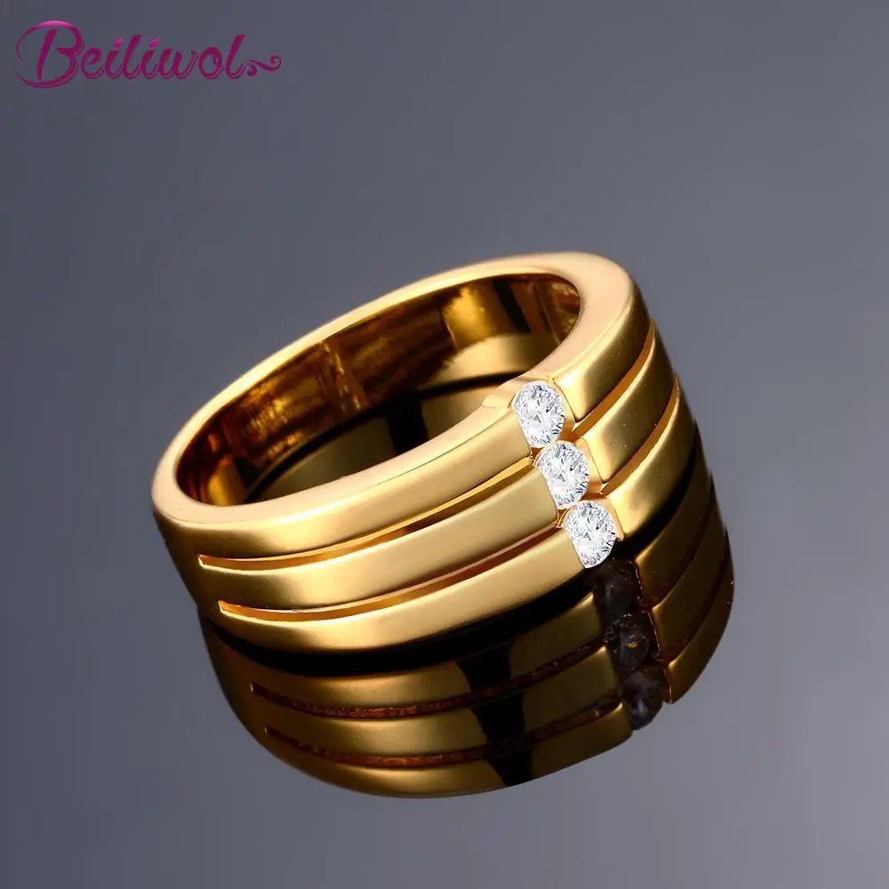Sale Korea Gold Ring Mens Rings Wholesale Lots Bulk 3 Stone Zirconic