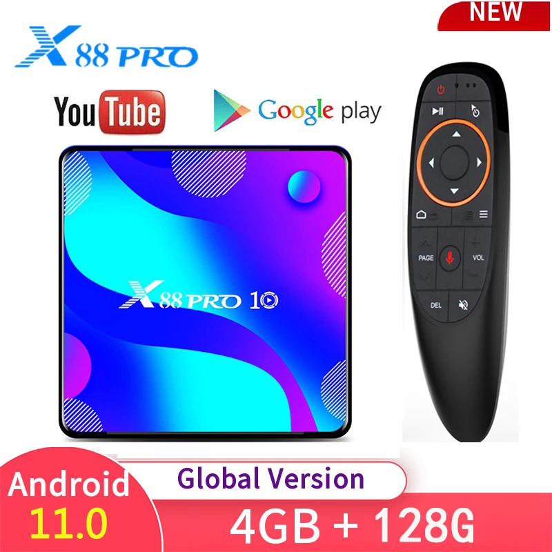 X88 RRO10 Смарт ТВ BOX Android 11 RK3318 4G 128G 4K 5G двухъядерный процессор Wi-Fi BT медиа плательщика