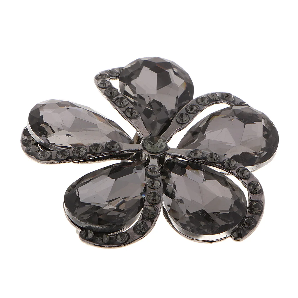 1Pcs Beautiful Floral Rhinestone Shank Button Crystal Flower Brooch Decorative Buttons Sewing Embellishments for Wedding Dress
