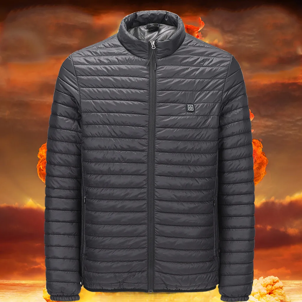 Мужское теплое пальто зимняя куртка мужская умная USB Брюшная задняя электрическая теплая пуховая хлопковая куртка Толстая парка casaco masculino
