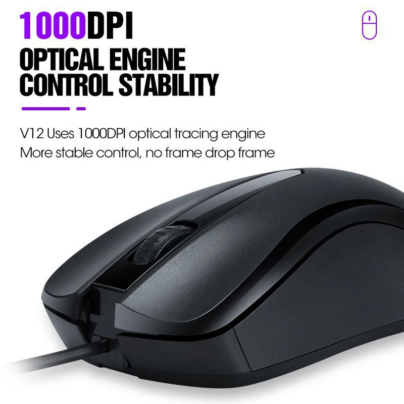 V12 Universal USB Wired Gaming Mouse Optical Mouse for Desktop Computer Table 