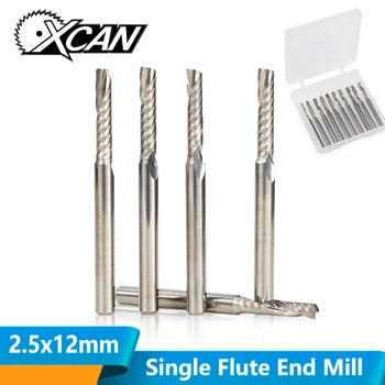 

XCAN 10 Piece 3.175mm Shank 2.5mm Carbide 1Flute Spiral Router Bit Carbide End Mill CNC End Milling Cutter Single Flute End Mill