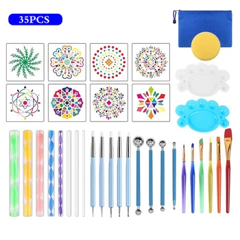 

35pcs Mandala Dotting Tools Set For Painting Rocks Pottery Portable Multifunction Embossing Dot Kit Dotting Tool Set Handwork