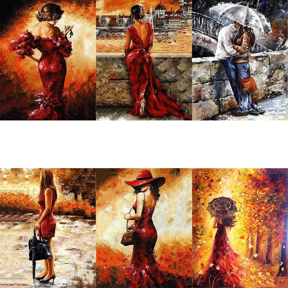 

tapb Beautiful Girl Oil Painting By Numbers Frame Woman Figure Acrylic Paint Drawing On Canvas For Couple HandPainted Home Decor