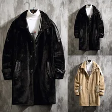 Chaqueta hombre erkek mon, Новое Стильное зимнее пальто для мужчин, зимнее модное однотонное плюшевое пальто средней длины, veste