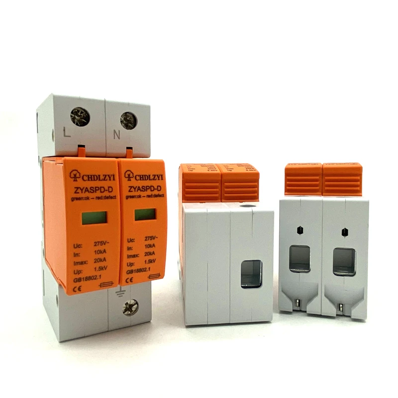 SPD 2 P DC 500V 800V 1000V 10 ~20KA Surge Protection Device Derivative Low voltage House 3 pole Surge Protector flash protection surge protector