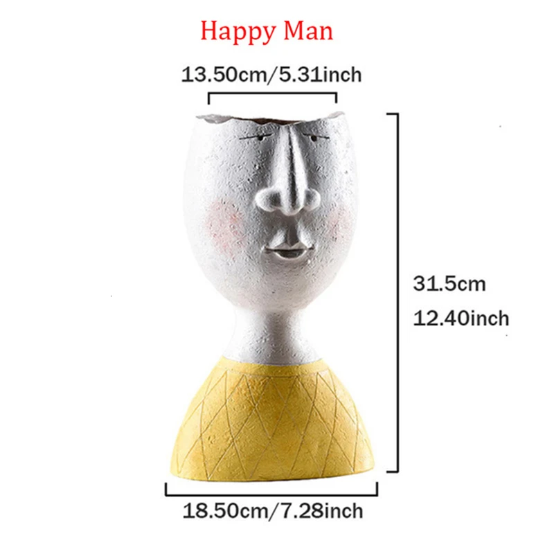 Happy Woman Счастье семья статуя цветочный горшок сад портрет скульптура орнамент настольный декор смола Цветочная композиция контейнер - Цвет: Happy Woman